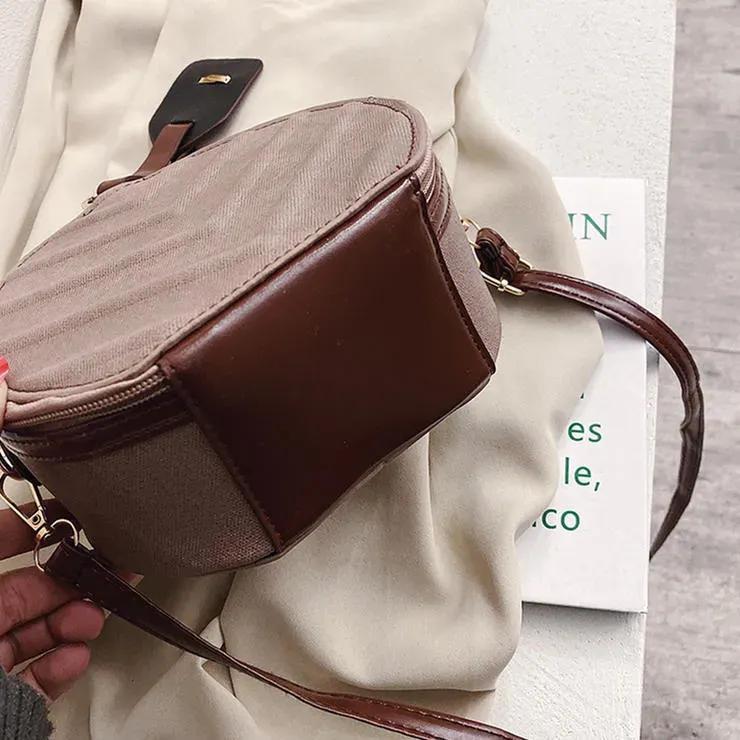 Women Vintage Round Shape Single Strap PU Crossbody Bag - Image 6