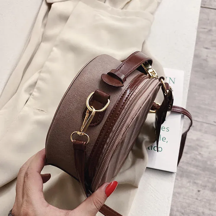 Women Vintage Round Shape Single Strap PU Crossbody Bag - Image 7