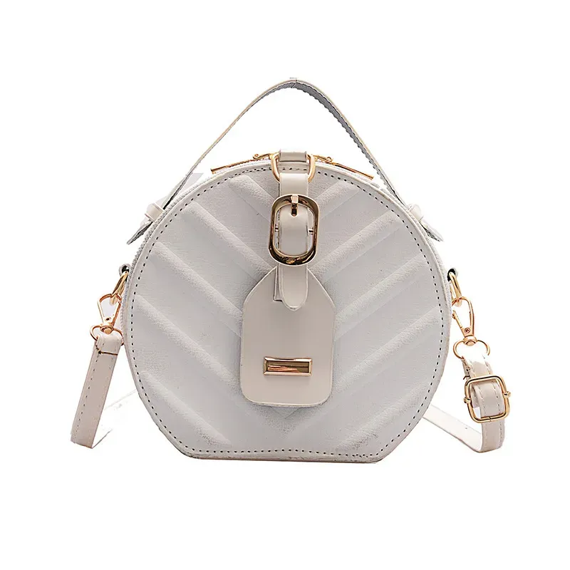 Women Vintage Round Shape Single Strap PU Crossbody Bag - Image 8