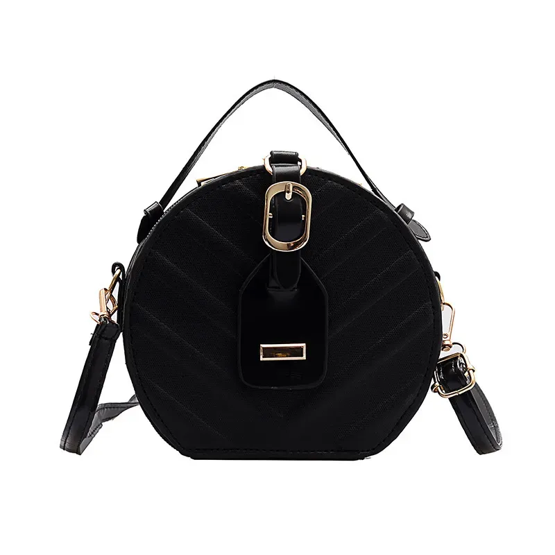 Women Vintage Round Shape Single Strap PU Crossbody Bag - Image 9