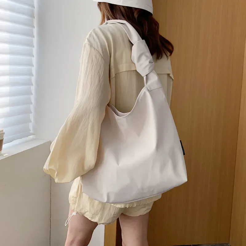 Women Casual Design Solid Color Large Capacity Shoulder Handle Tote Bag - Image 4