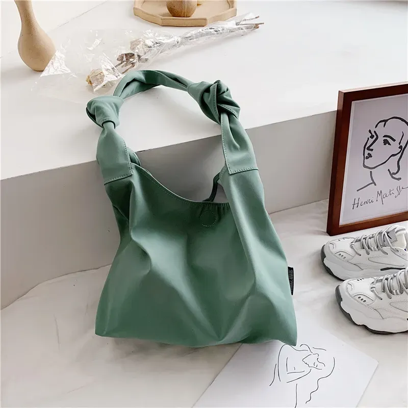 Women Casual Design Solid Color Large Capacity Shoulder Handle Tote Bag - Image 6