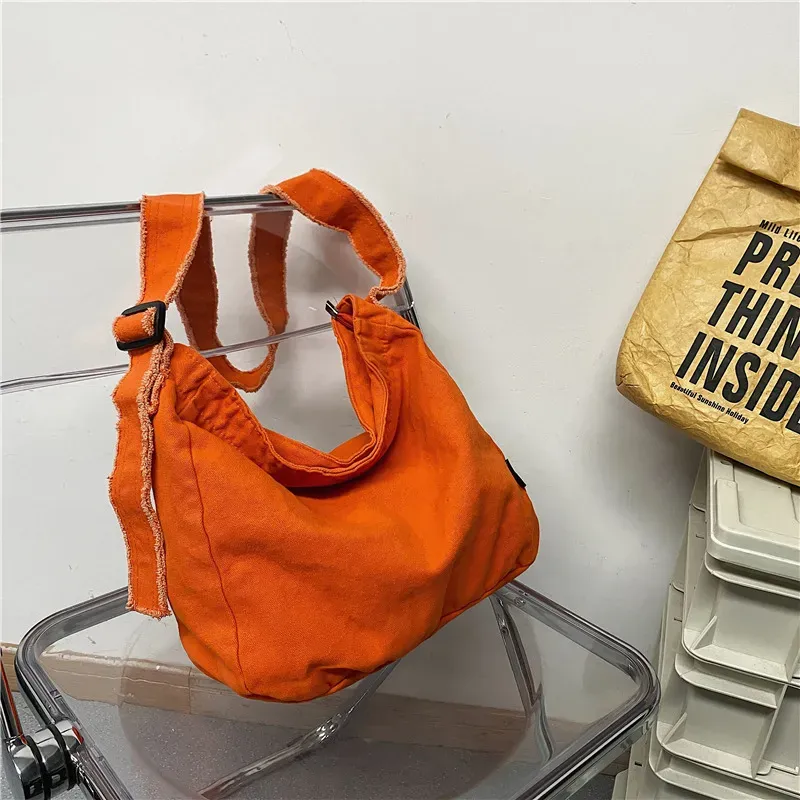 Women Casual Multi Pocket Design Solid Color Canvas Large Capacity Shoulder Handle Tote Bag - Image 10