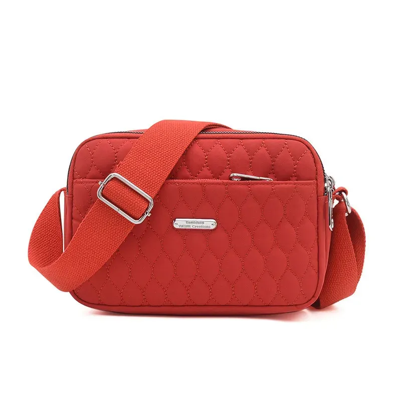Women Casual Stitching Design Solid Color Quilted Crossbody Bag - Image 6