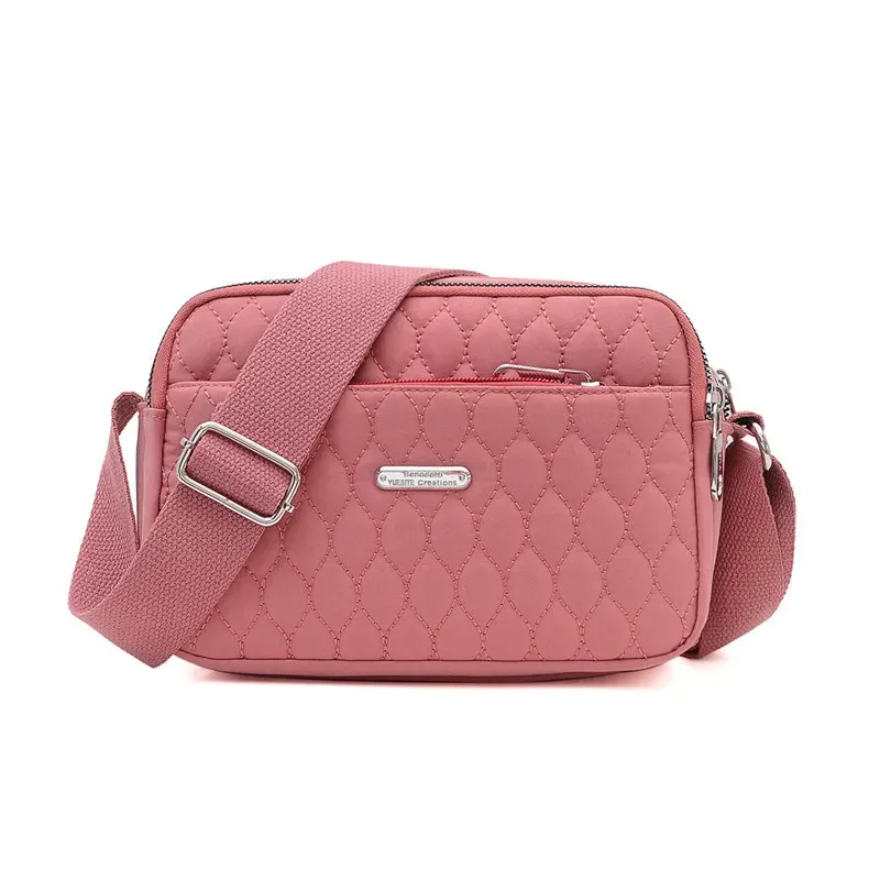 Women Casual Stitching Design Solid Color Quilted Crossbody Bag - Image 10