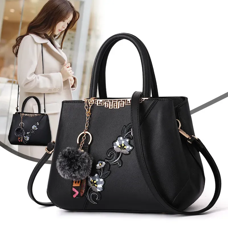 Contrast Color Ladies Flower Handbag Shoulder Fashion Bag - Image 3