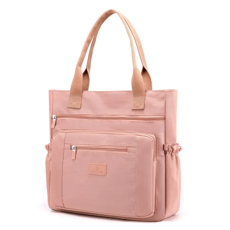 Women Casual Zipper Design Solid Color Large Capacity Shoulder Handle Bag