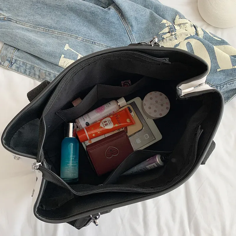 Women Casual Letter Pattern Large Capacity Canvas Tote Bag - Image 5