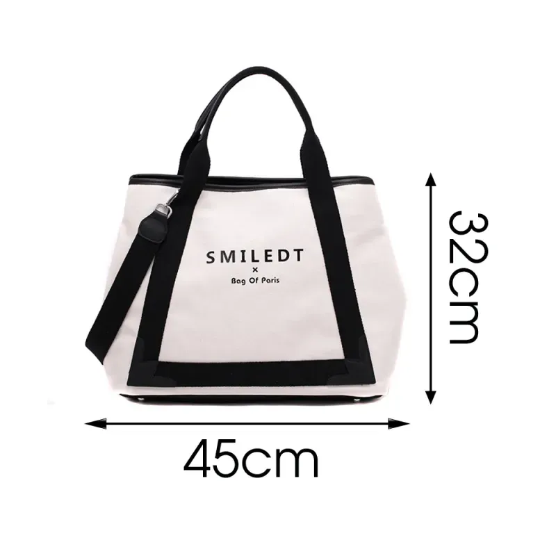 Women Casual Letter Pattern Large Capacity Canvas Tote Bag - Image 6