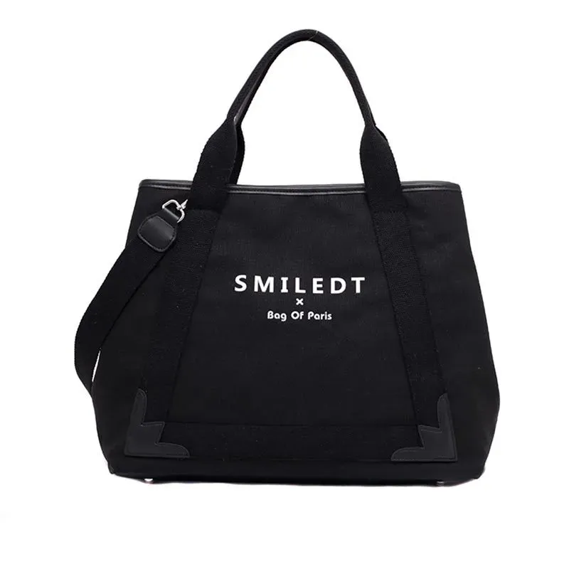 Women Casual Letter Pattern Large Capacity Canvas Tote Bag - Image 7