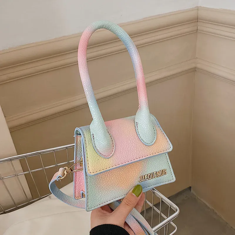 Women Fashion Mini Tie Dye Design Flap PU Handle Crossbody Bag