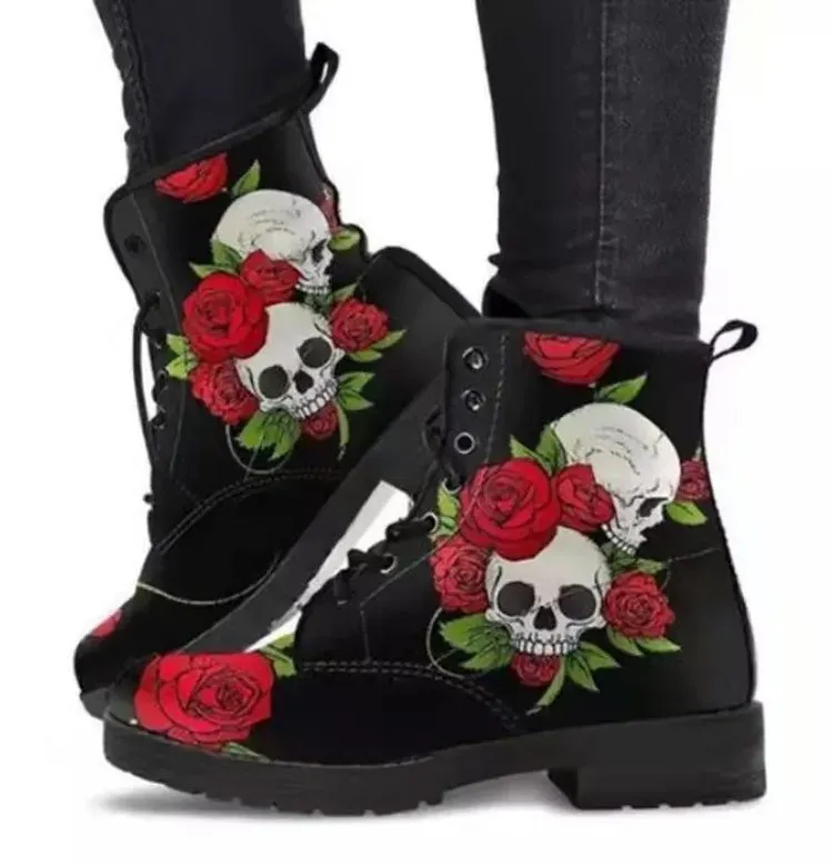 Gothic Oversized Printed Short Boots - Image 23