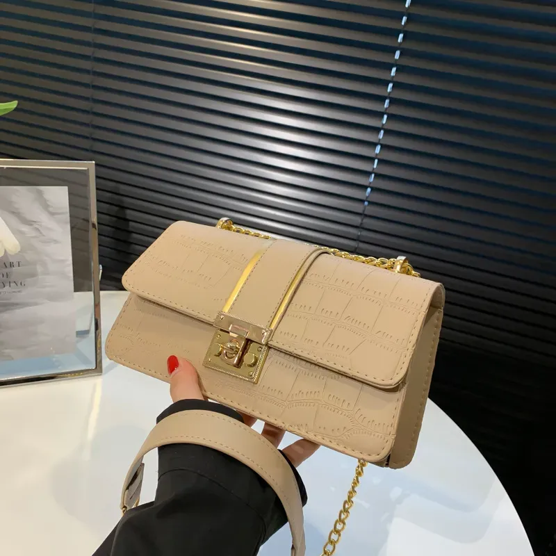Women Fashion Simple Chain Stone Pattern Commuter Shoulder Bag - Image 8