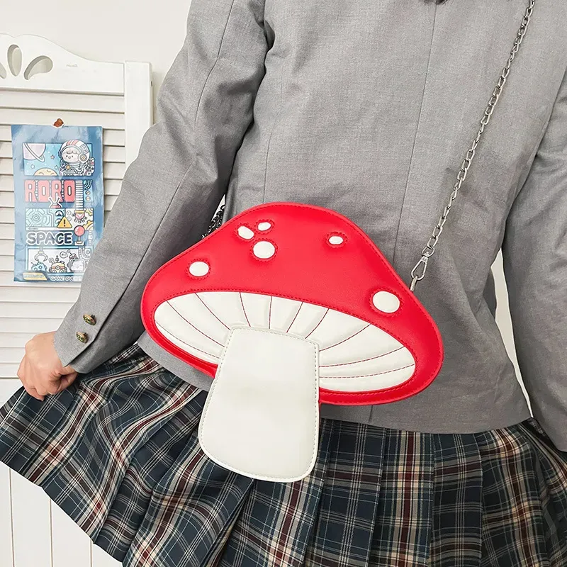 Women Fashion Personality Design Funny Cute Cartoon Pu Mushroom Shape Bag