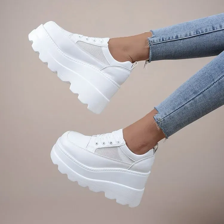 Women'S Fashion Square Toe Mesh Platform Shoes Platform Sneakers