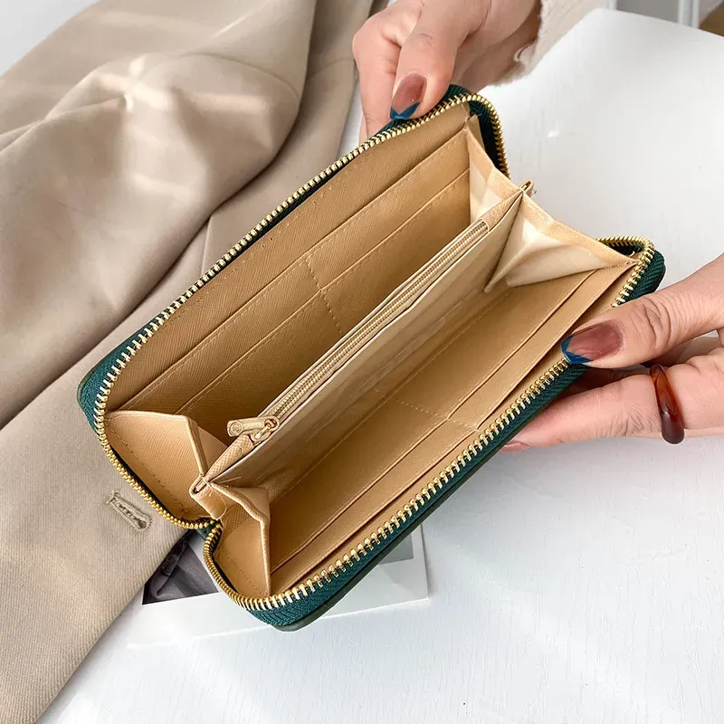 Women'S Fashion Rhombus Indentation Long Zipper Large Capacity Coin Purse - Image 4