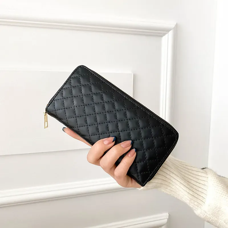 Women'S Fashion Rhombus Indentation Long Zipper Large Capacity Coin Purse - Image 10