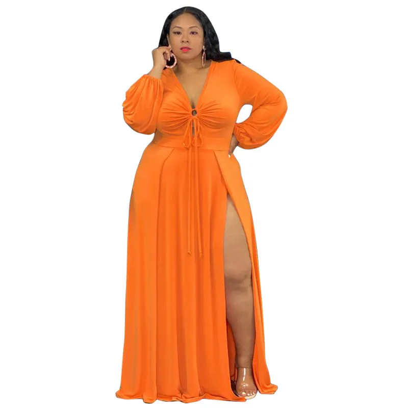 Women Plus Size Sexy Slit Hollow Strap Dress - Image 8