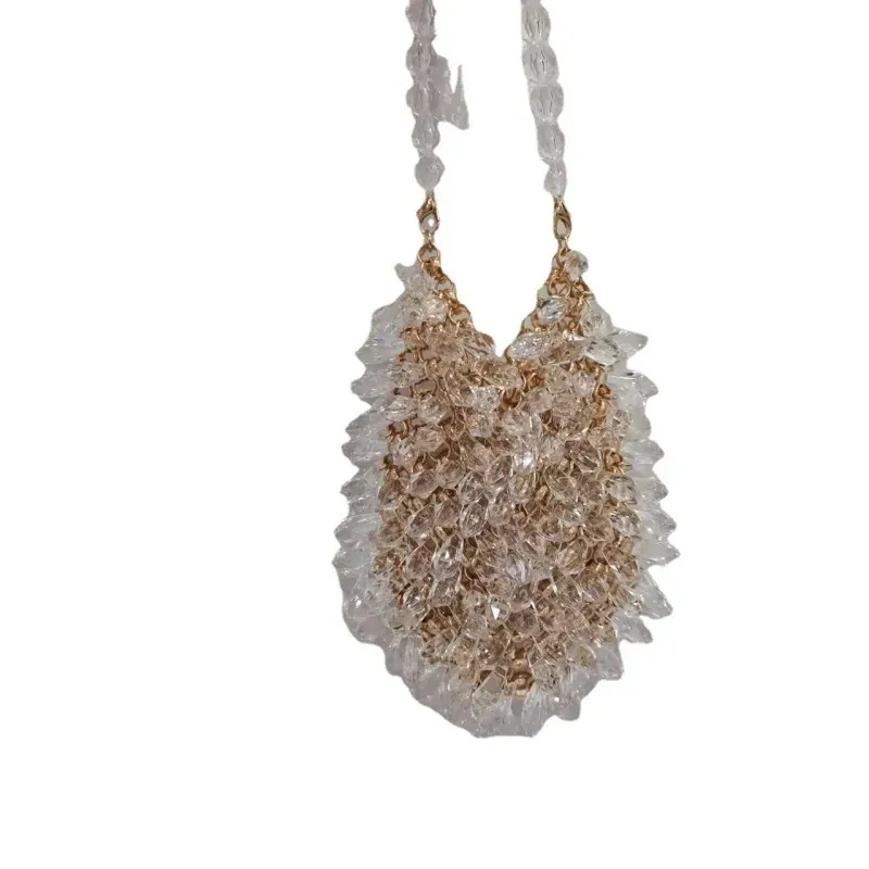 Women Fashion Transparent Handmade Acrylic Bead Water Drop Tote Bag - Image 4