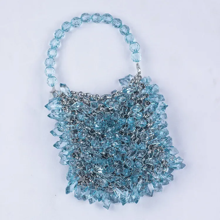 Women Fashion Transparent Handmade Acrylic Bead Water Drop Tote Bag - Image 9
