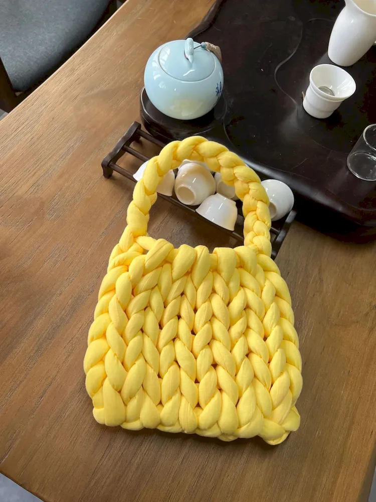 Women Fashion Solid Color Hand-Woven Wool Handbag - Image 17