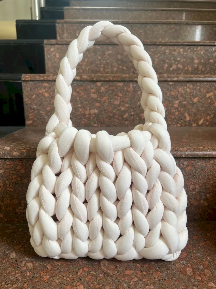 Women Fashion Solid Color Hand-Woven Wool Handbag - Image 25