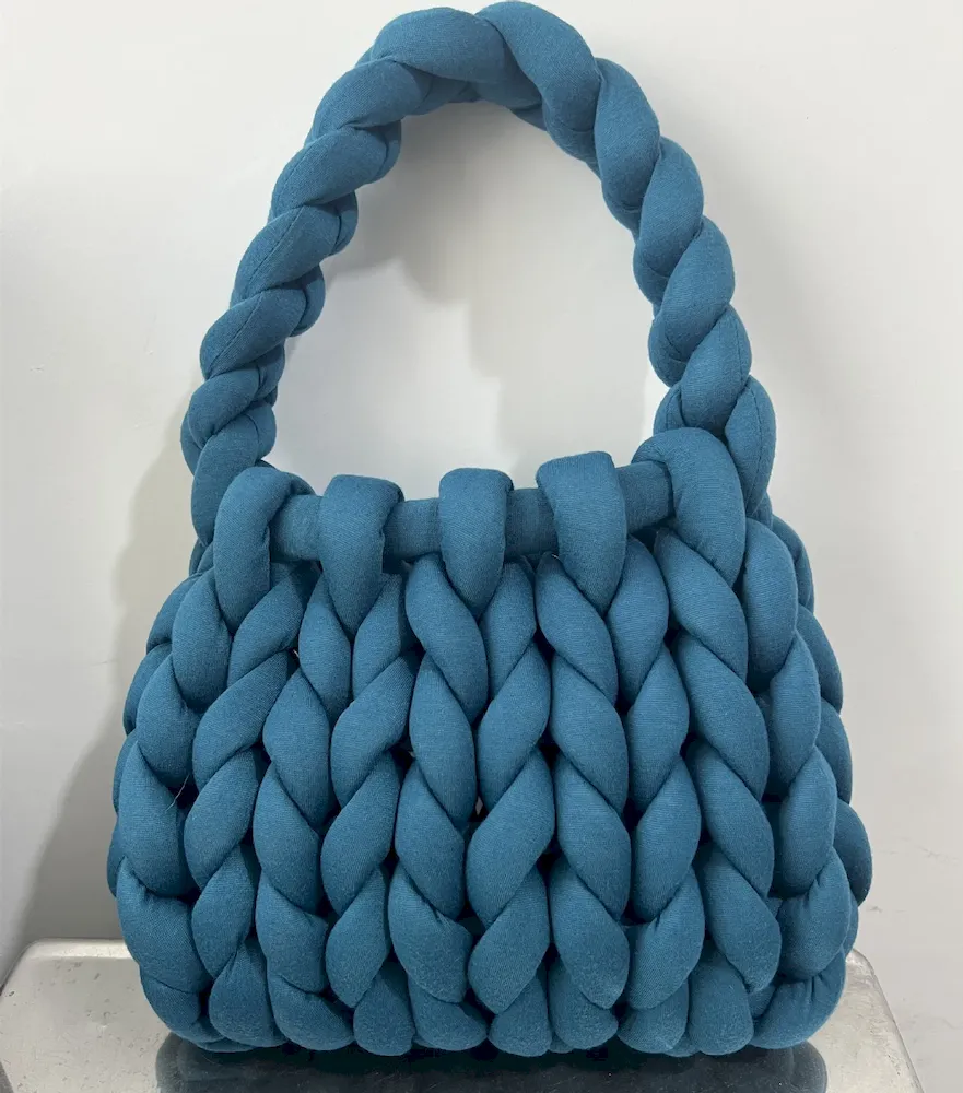 Women Fashion Solid Color Hand-Woven Wool Handbag - Image 28