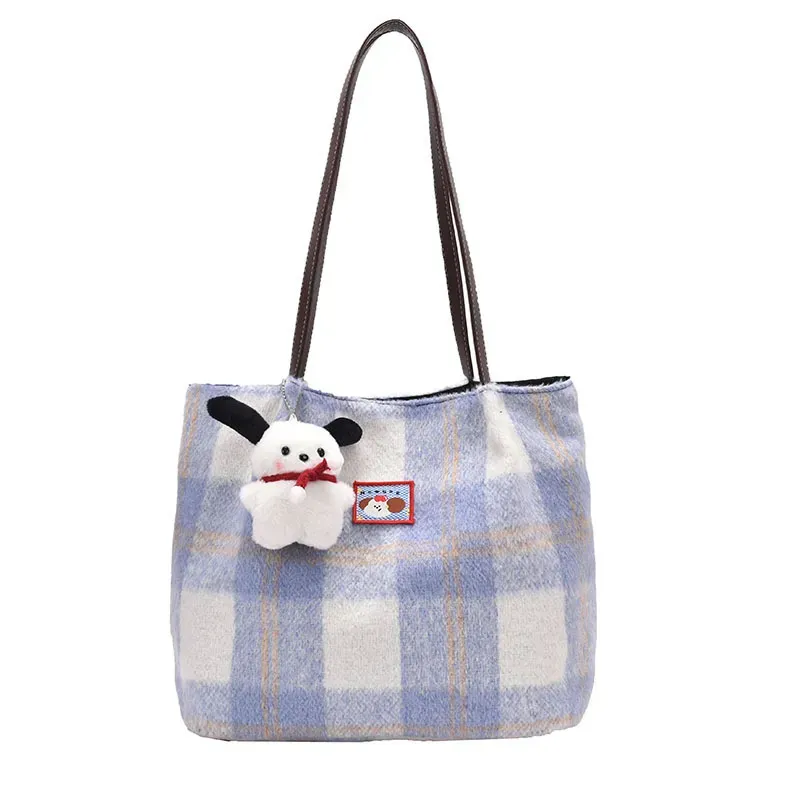 Women Cute Plush Plush Strap Pendant Large Capacity Tote Bag - Image 5