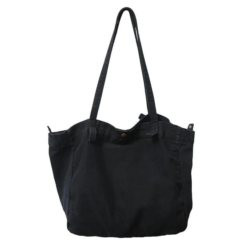 Women Fashion Retro Solid Color Large Capacity Canvas Tote Bag - Image 6