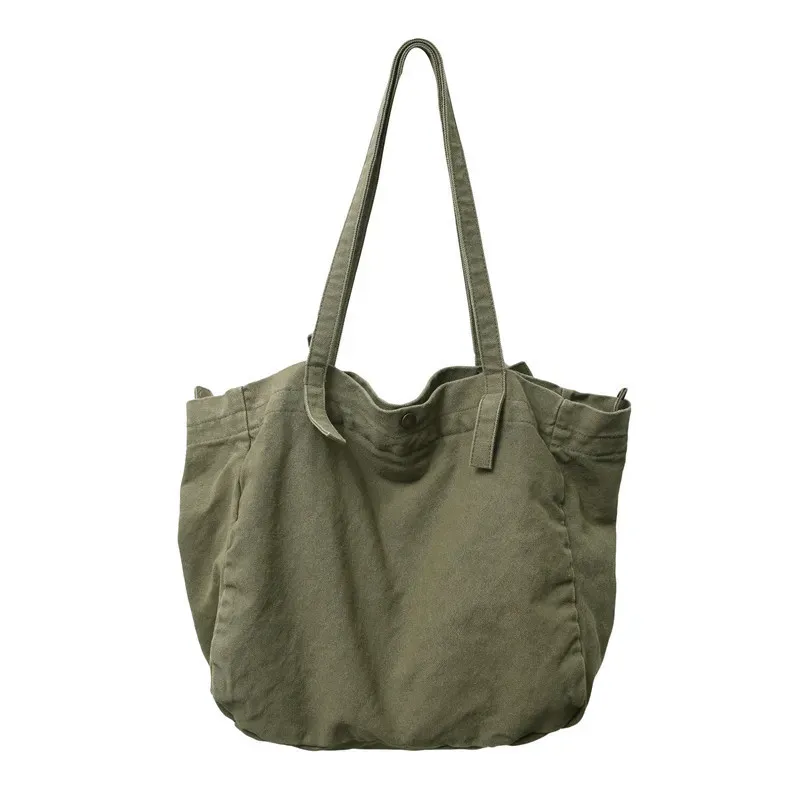 Women Fashion Retro Solid Color Large Capacity Canvas Tote Bag - Image 9