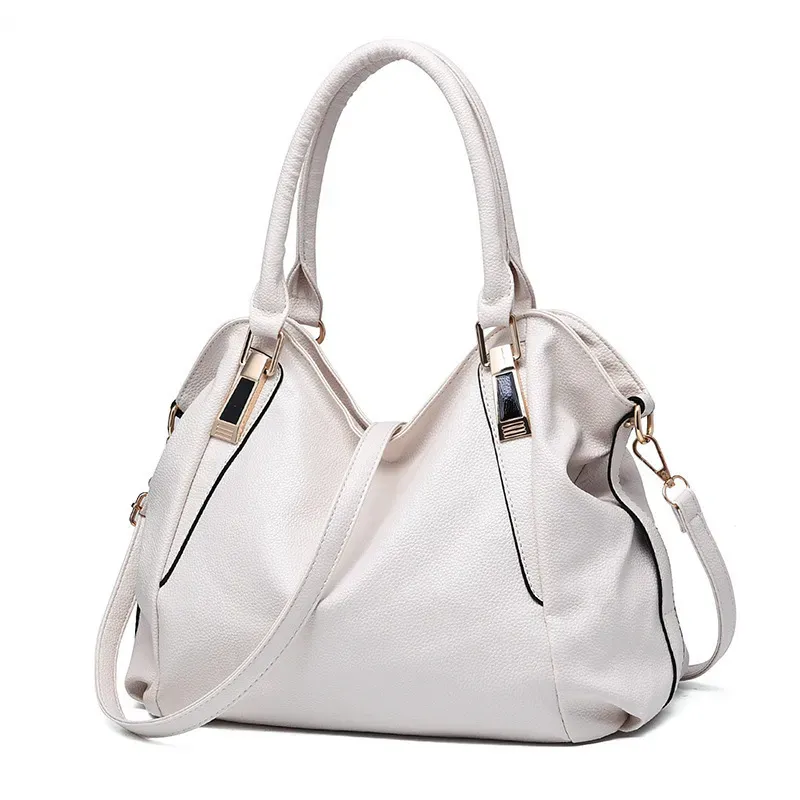 Women Fashionable Large Capacity Soft Leather Handle Shoulder Bag - Image 2