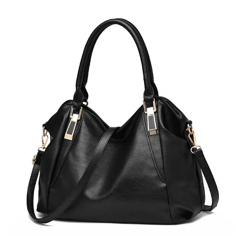 Women Fashionable Large Capacity Soft Leather Handle Shoulder Bag - Image 4