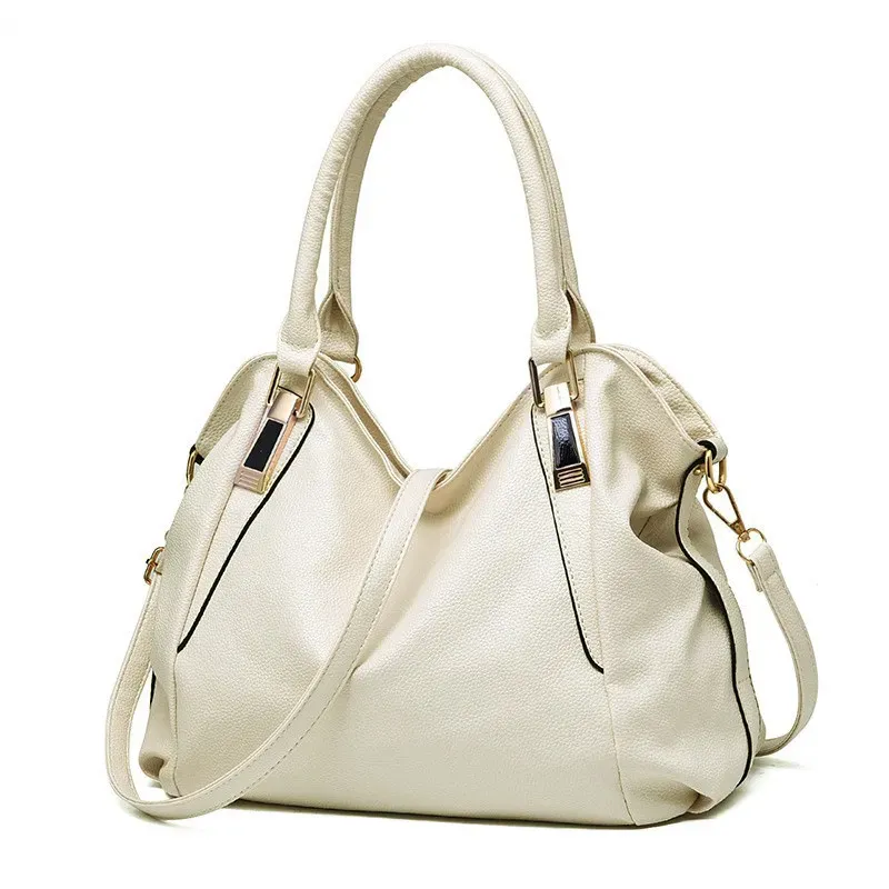 Women Fashionable Large Capacity Soft Leather Handle Shoulder Bag - Image 5