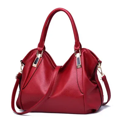 Women Fashionable Large Capacity Soft Leather Handle Shoulder Bag - Image 6