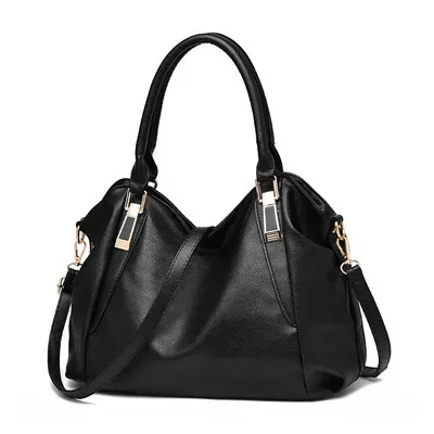 Women Fashionable Large Capacity Soft Leather Handle Shoulder Bag - Image 8