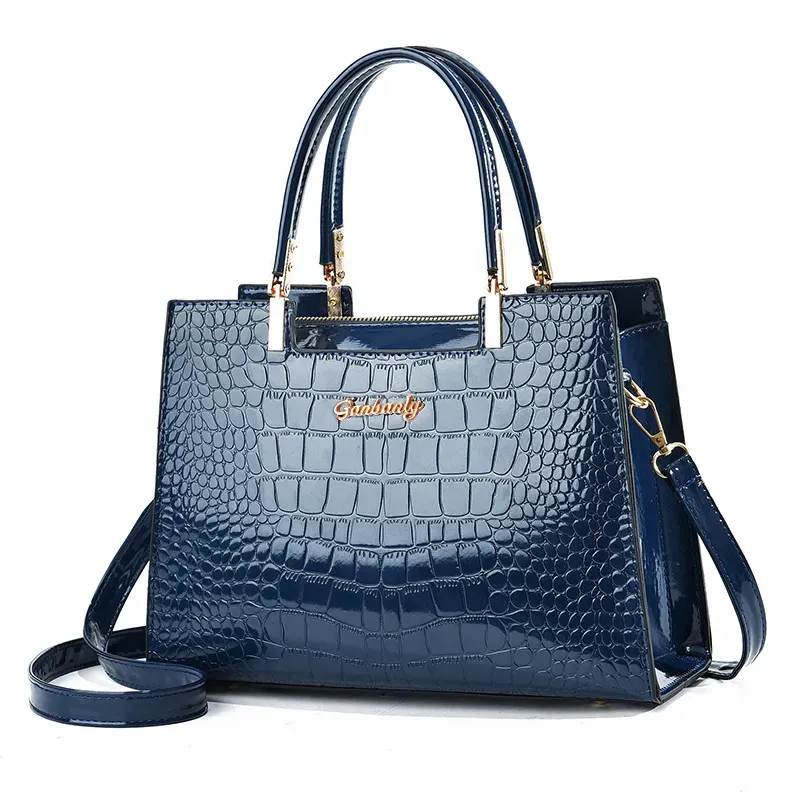 Women Fashion Crocodile Pattern Large Capacity Square PU Handle Shoulder Bag - Image 6