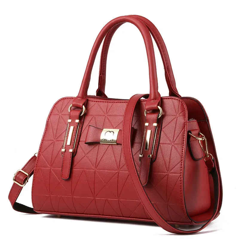 Women Fashion Large Capacity Embossed Handle Shoulder Bag - Image 4