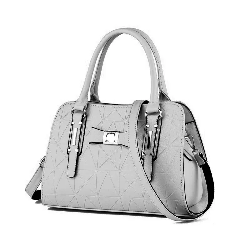 Women Fashion Large Capacity Embossed Handle Shoulder Bag - Image 17