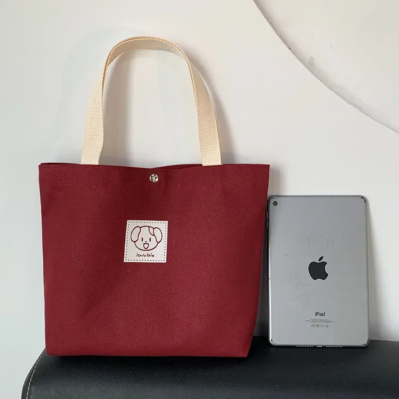 Women Cute Bear Print Large Capacity Canvas Tote Bag - Image 9