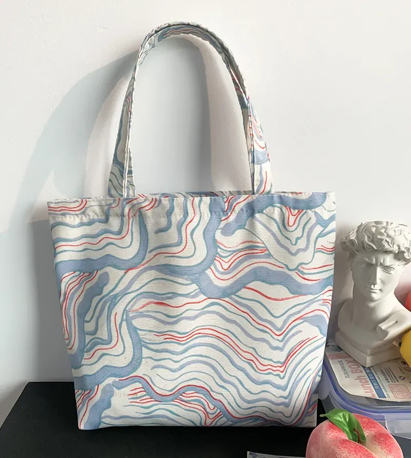 Women Simple Butterfly Print Large-Capacity Canvas Tote Bag - Image 7