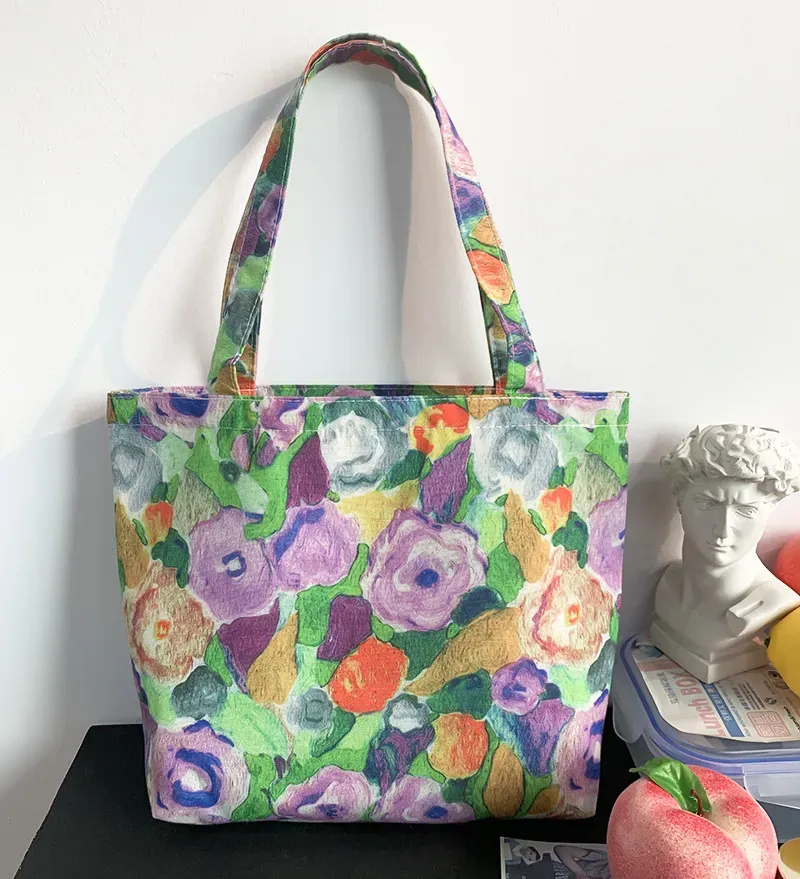 Women Simple Butterfly Print Large-Capacity Canvas Tote Bag - Image 12