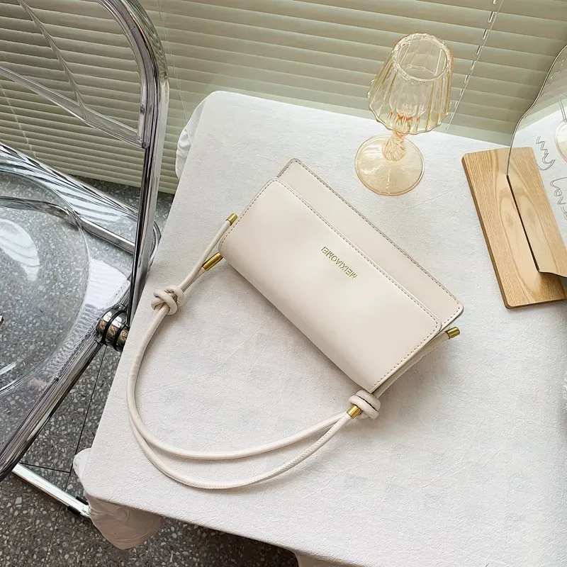 Women Fashionable Simple Solid Color Square Flap Shoulder Bag - Image 6