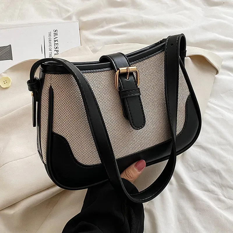 Women Fashion Square Canvas Shoulder Underarm Bag