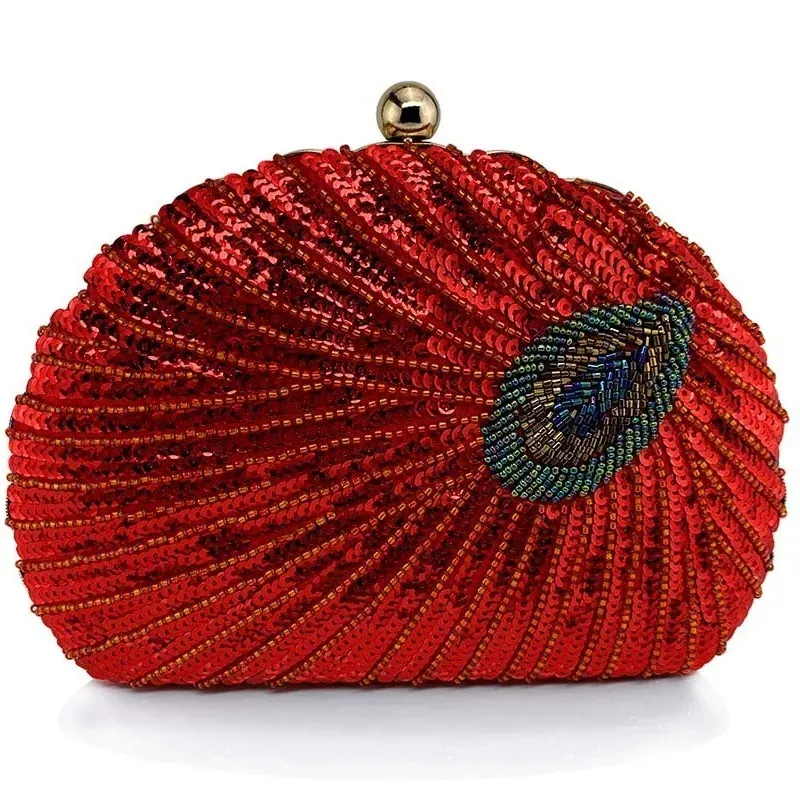 Women Fashion Heavy Crafts Beaded Sequin Evening Bag