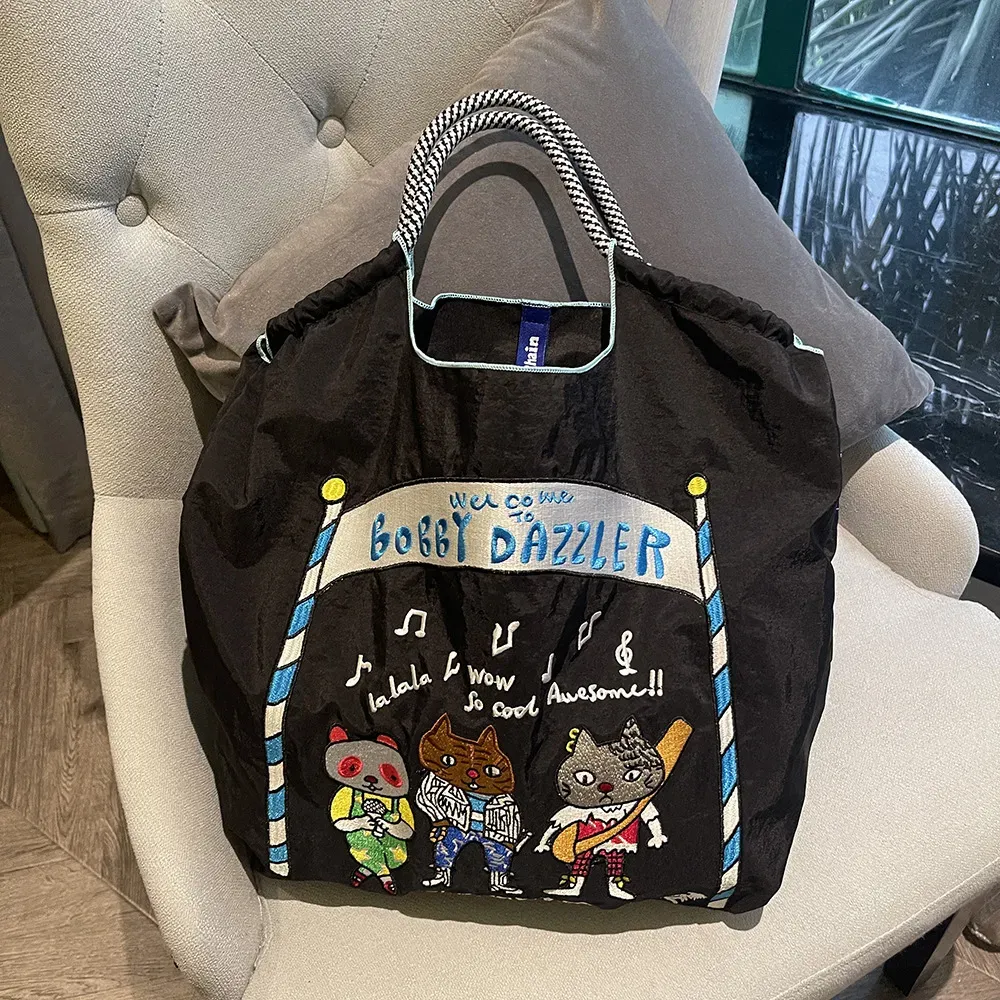 Women Fashion Nylon Embroidered Large Capacity Canvas Shopping Bag - Image 20