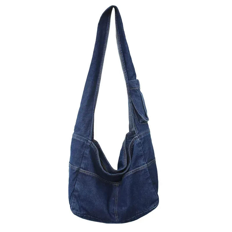 Women Fashionable Large Capacity Denim Shoulder Tote Bag - Image 7