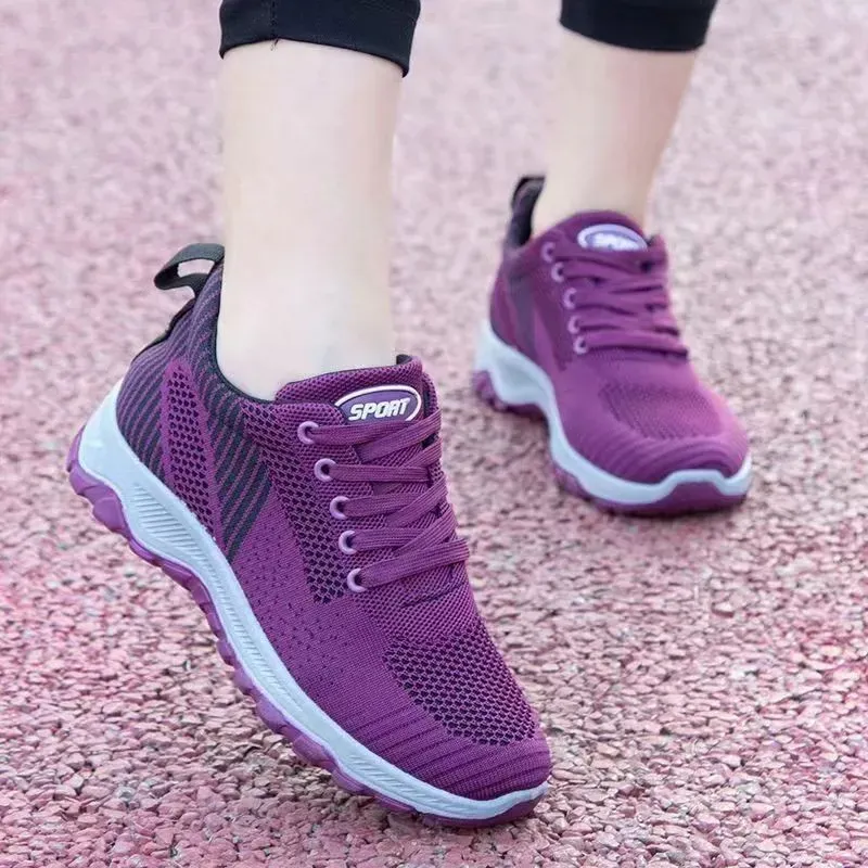 Women Casual Plus Size Flying Fabric Breathable Walking Style Sneaker - Image 3
