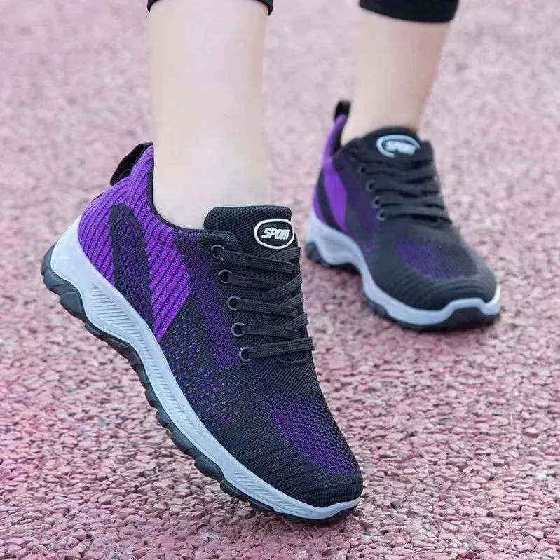 Women Casual Plus Size Flying Fabric Breathable Walking Style Sneaker - Image 4