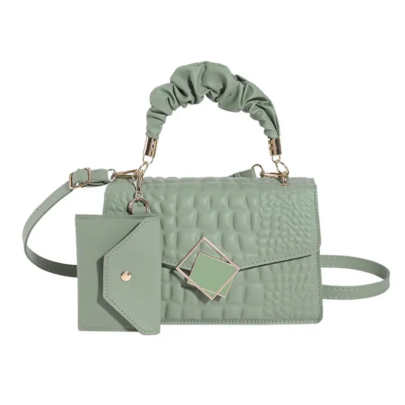 Fashion Solid Color Crocodile Embossed Shoulder Bag - Image 10