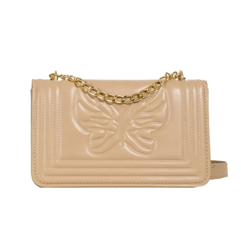 Fashion Solid Color Butterfly Embossed Square Shoulder Bag - Image 7